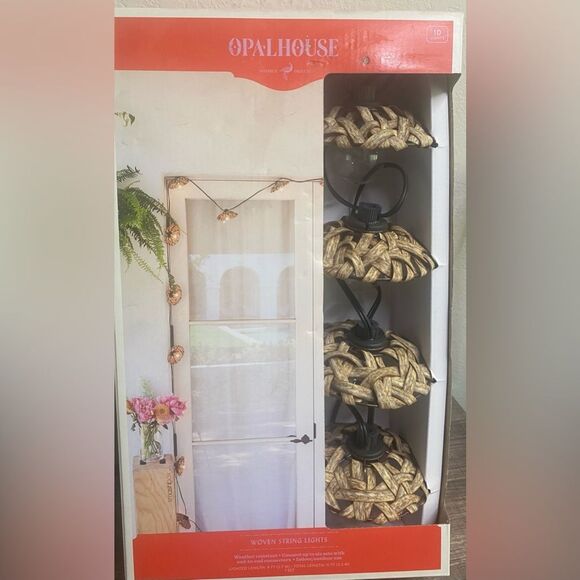 New Opalhouse 10ct Woven String Lights 11 FT Indoor/Outdoor Natural Outdoor Deco - Picture 2 of 2